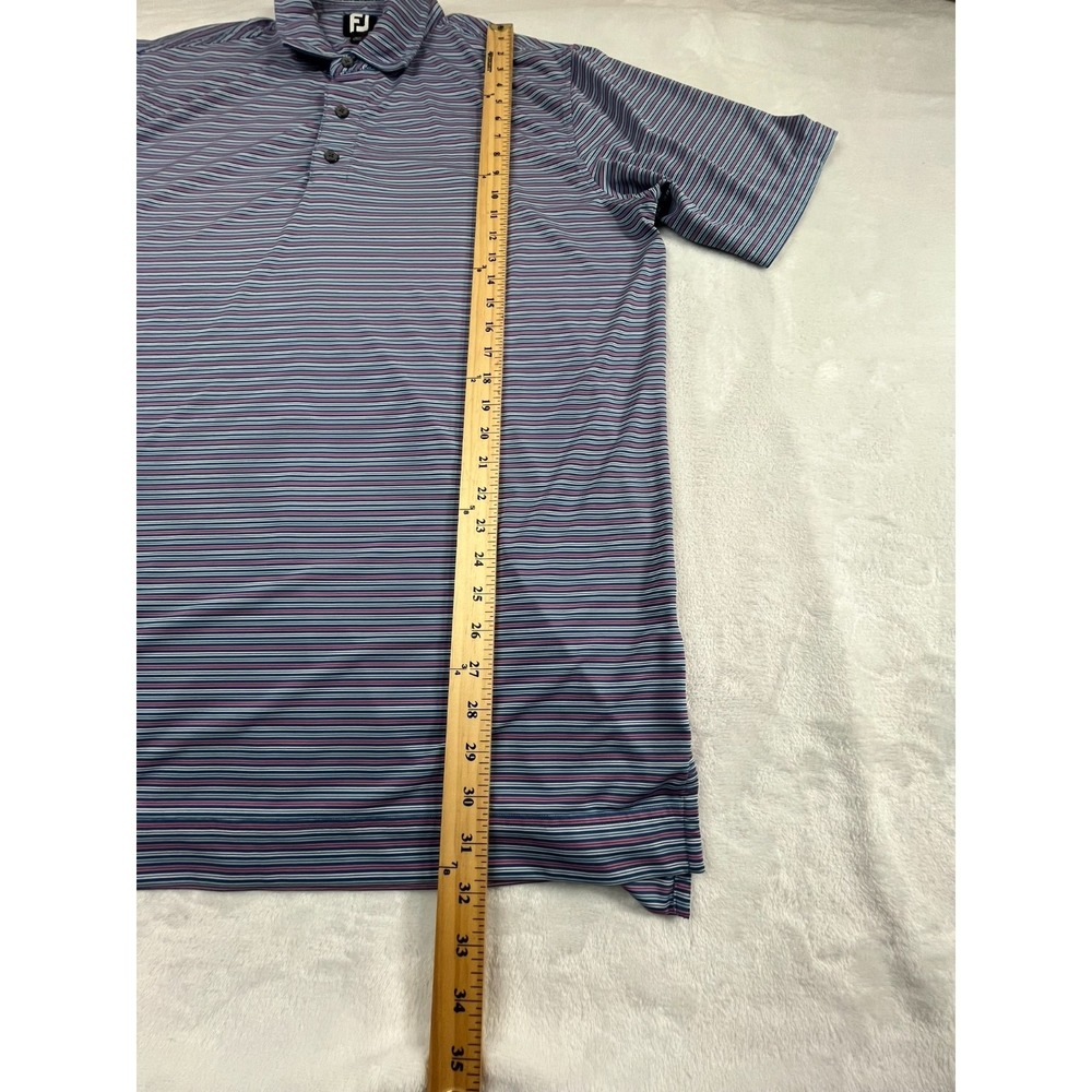 FJ FootJoy Mens XL Polo Shirt Blue Pink Striped Easy Wear - Picture 7 of 9